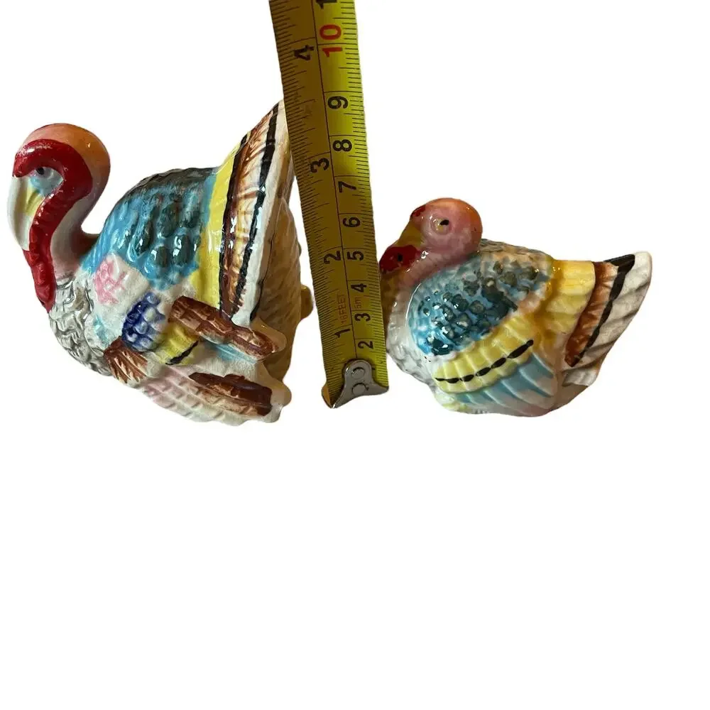 Vintage Turkey Salt & Pepper Shakers Thanksgiving Hand Painted Japan Chase READ